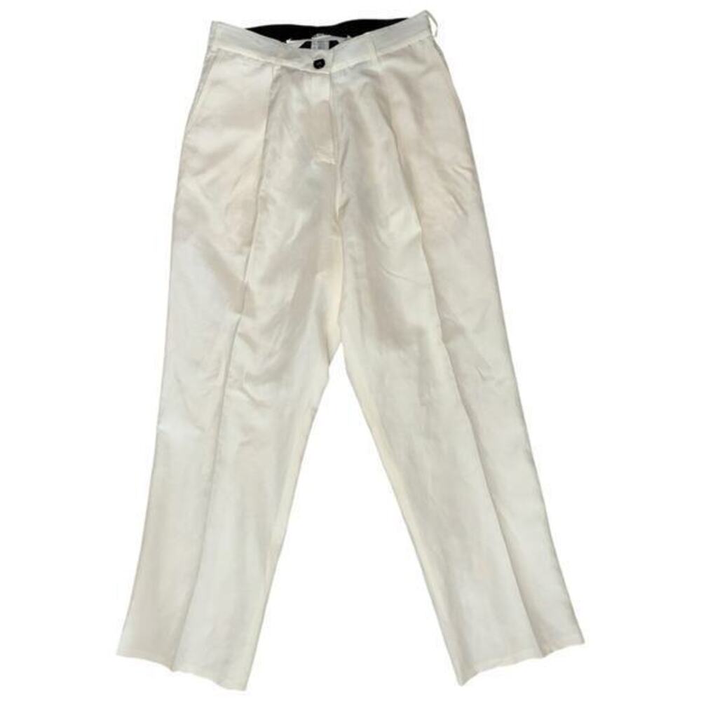 Isabel Benenato Women’s Size 40 S M White Linen Silk Drop Crotch Pleated Pants